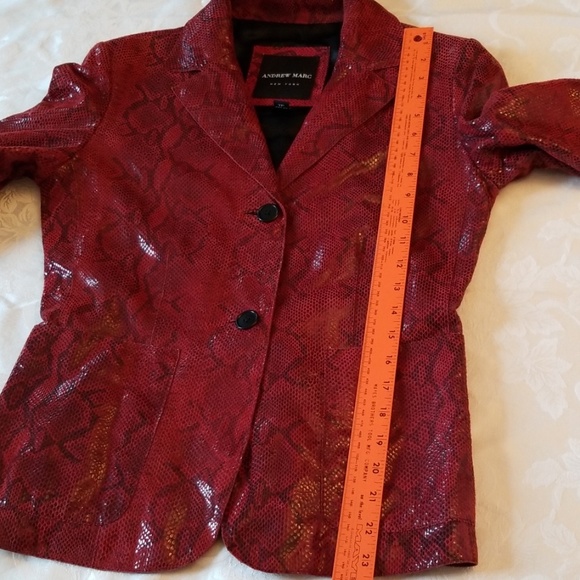 Andrew Marc Red Snakeskin Leather Jacket - Picture 5 of 8